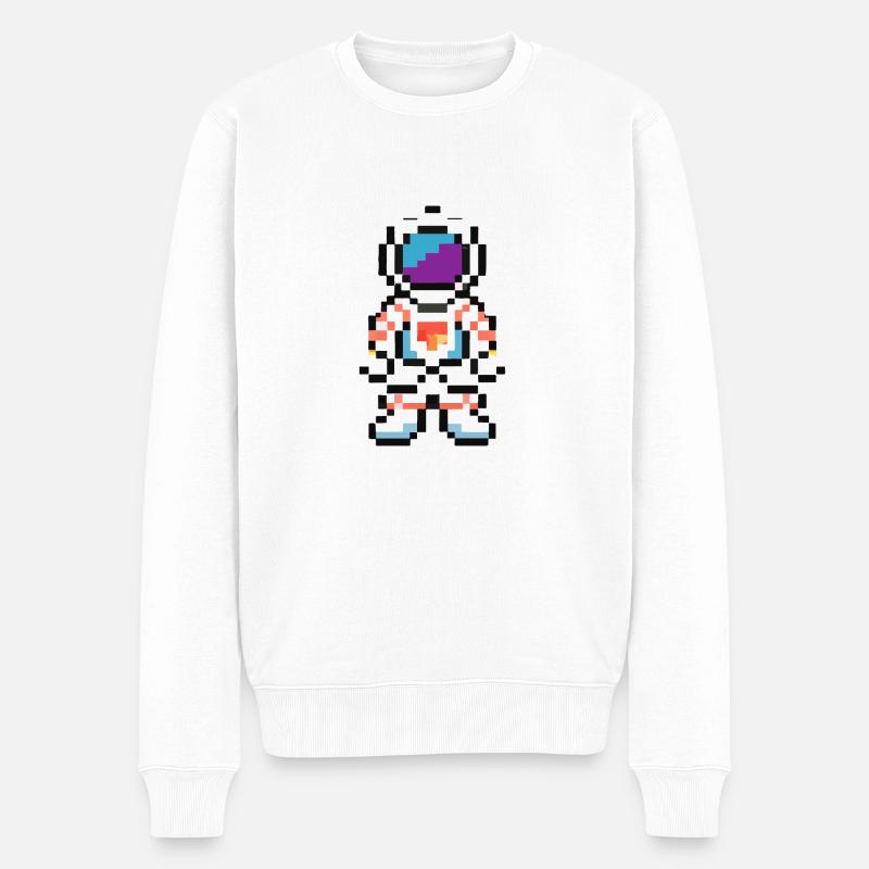 Astronaut verpixelt Weltraum Geschenkidee - Männer Premium Bio Pullover - Weiß