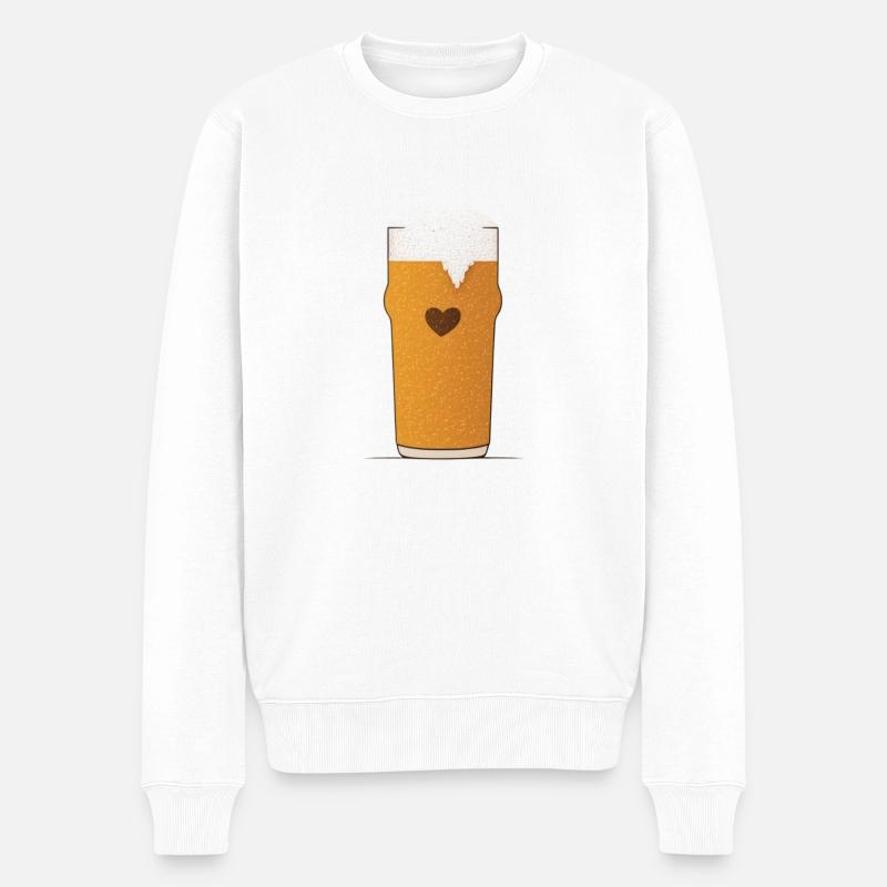 Bierliebe Bierglas Herz - Männer Premium Bio Pullover - Weiß