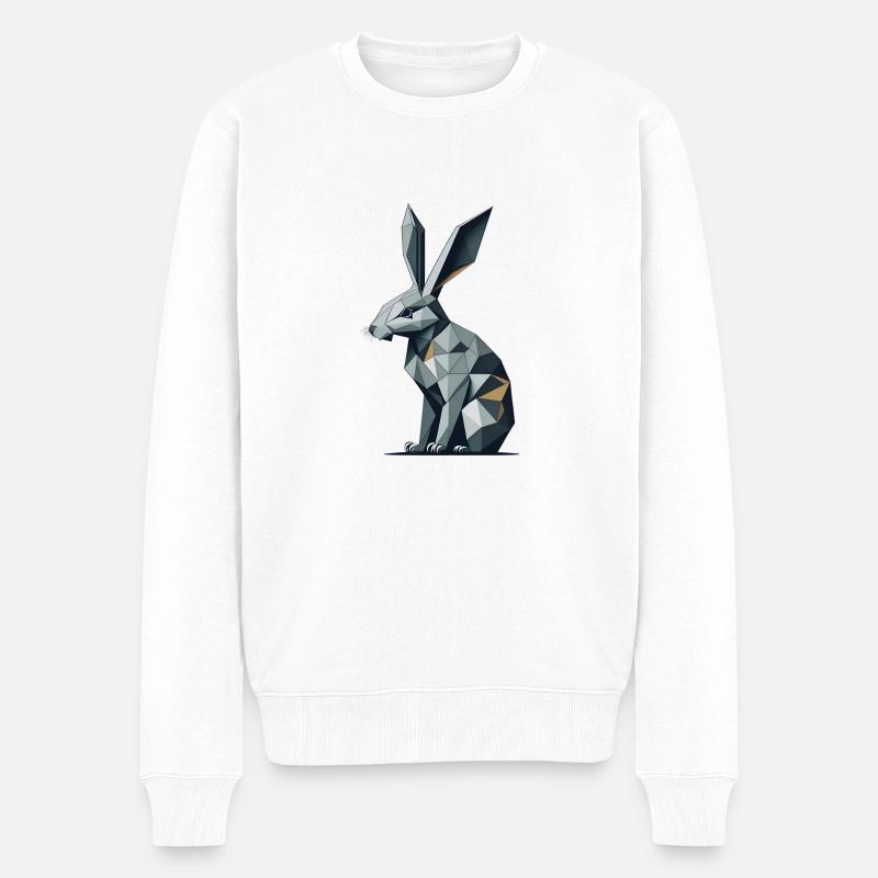 Geometrisches Kaninchen - Männer Premium Bio Pullover - Weiß