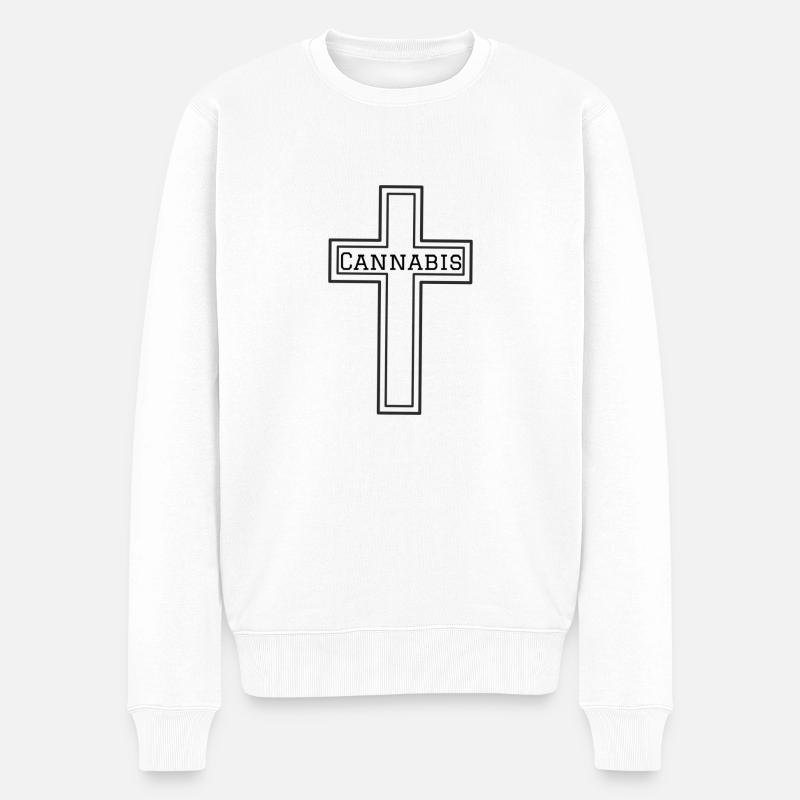 Croix de cannabis - Pull Premium bio Homme - blanc