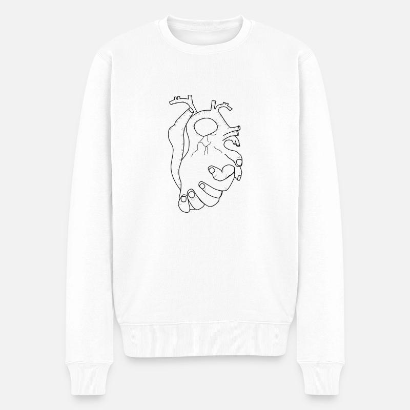 Herzhände - Männer Premium Bio Pullover - Weiß