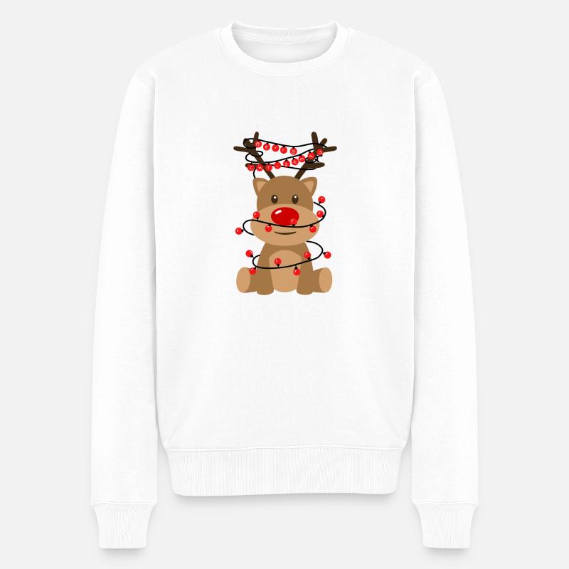 Rentier Kind - Männer Premium Bio Pullover - Weiß