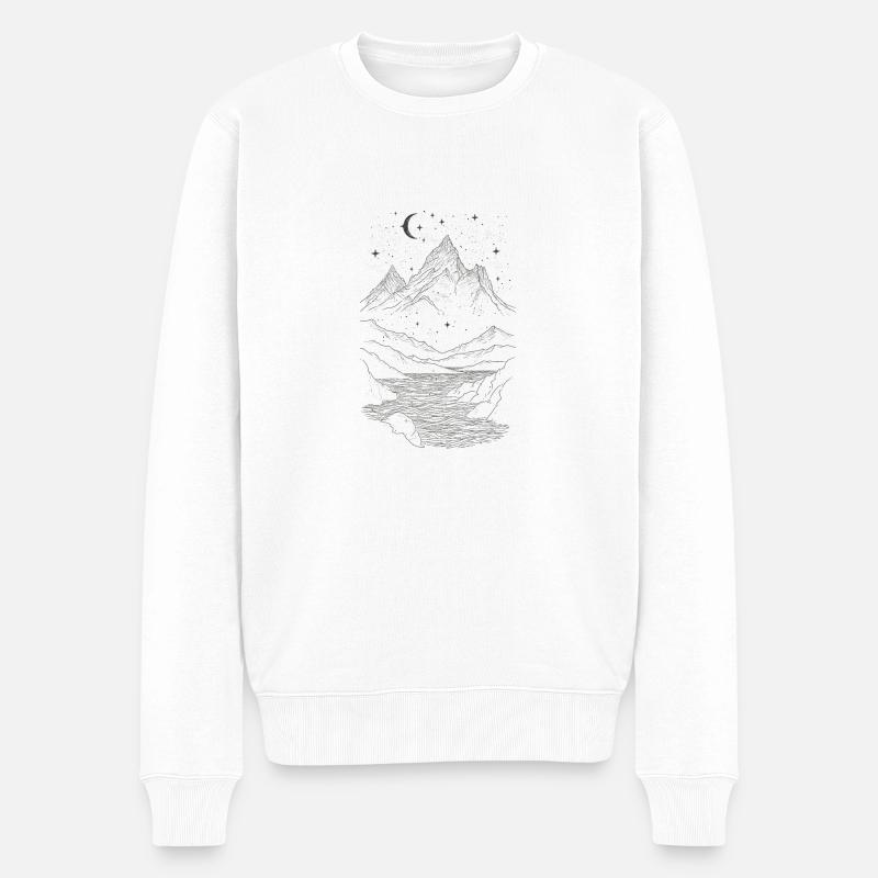 Mondgipfel - Männer Premium Bio Pullover - Weiß