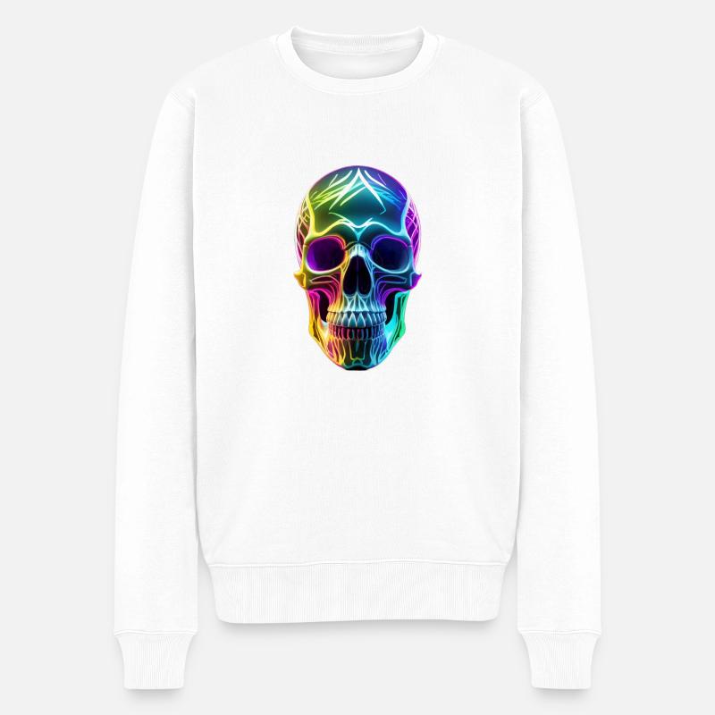 Crâne de néon - Pull Premium bio Homme - blanc