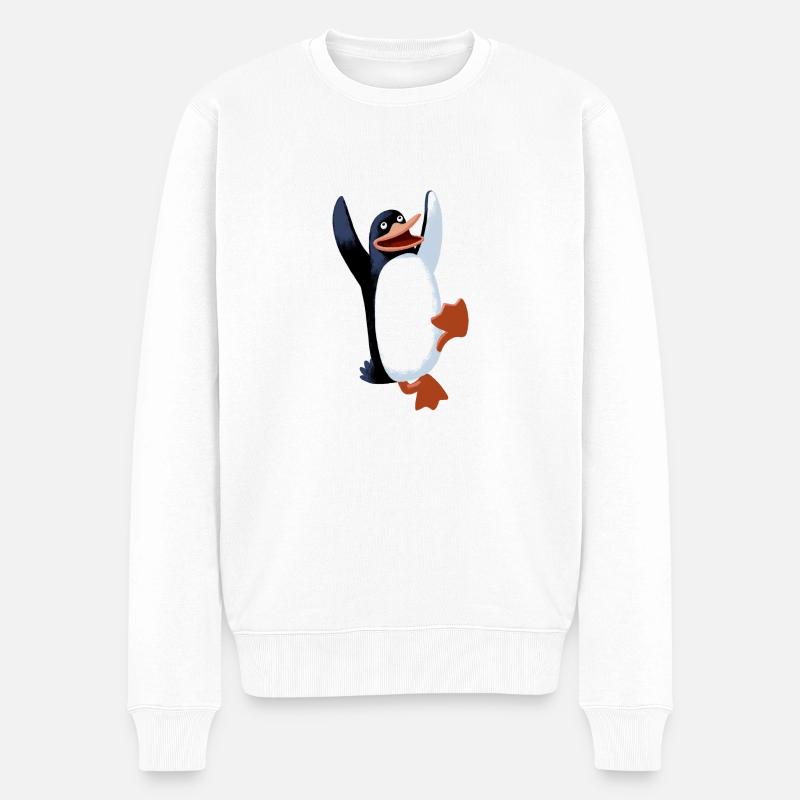 Pinguin - Männer Premium Bio Pullover - Weiß