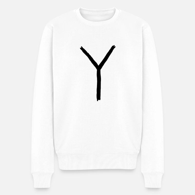 Buchstaben Y - Männer Premium Bio Pullover - Weiß