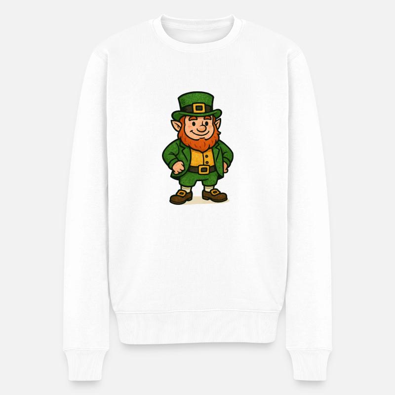 Leprechaun - Männer Premium Bio Pullover - Weiß