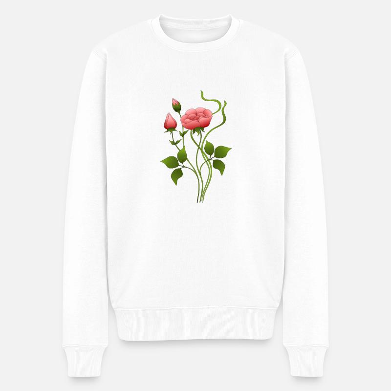 Blumen - Männer Premium Bio Pullover - Weiß