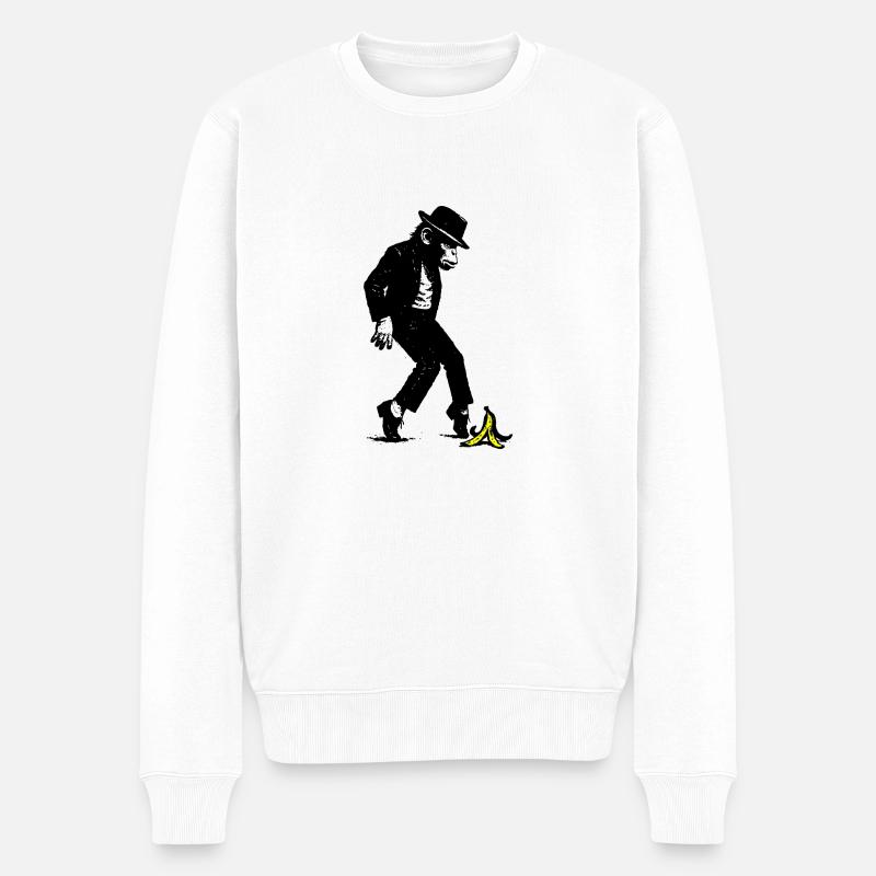 Affe mit Hut - Männer Premium Bio Pullover - Weiß