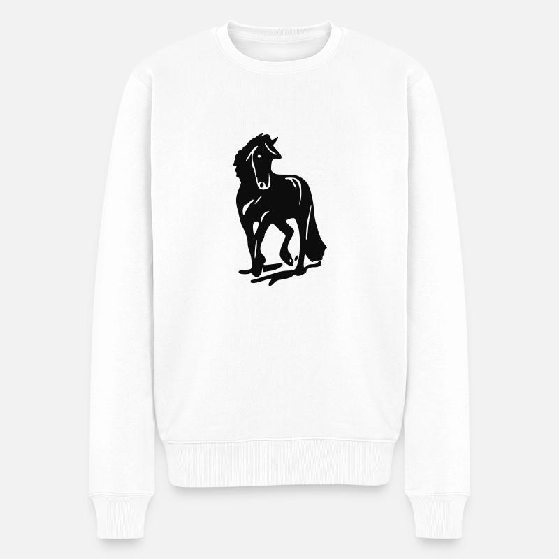 Friesenpferd - Männer Premium Bio Pullover - Weiß