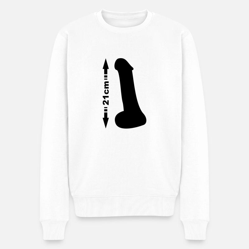 Penis 21cm - Männer Premium Bio Pullover - Weiß