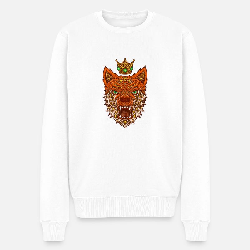 Nano Fuchs mit Krone - Männer Premium Bio Pullover - Weiß