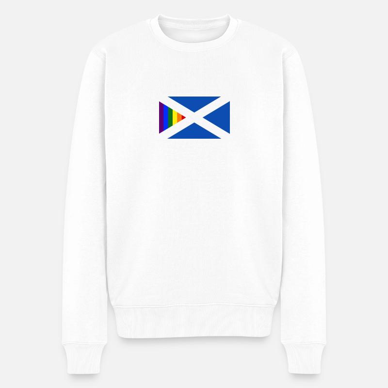 Regenbogen Stolz Saltire - Männer Premium Bio Pullover - Weiß