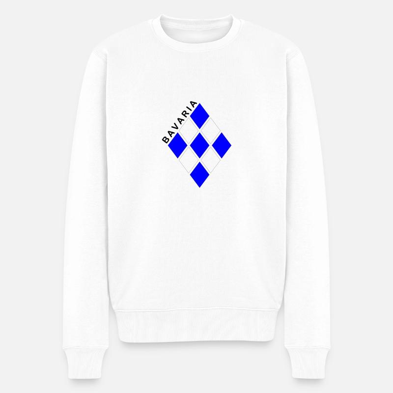 Rauten Muster Blau Weiss Bavaria - Männer Premium Bio Pullover - Weiß