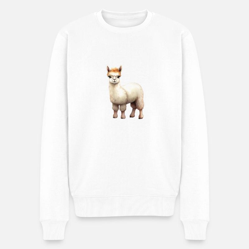 niedliches Lamaklasse Design Klassentier Lama - Männer Premium Bio Pullover - Weiß