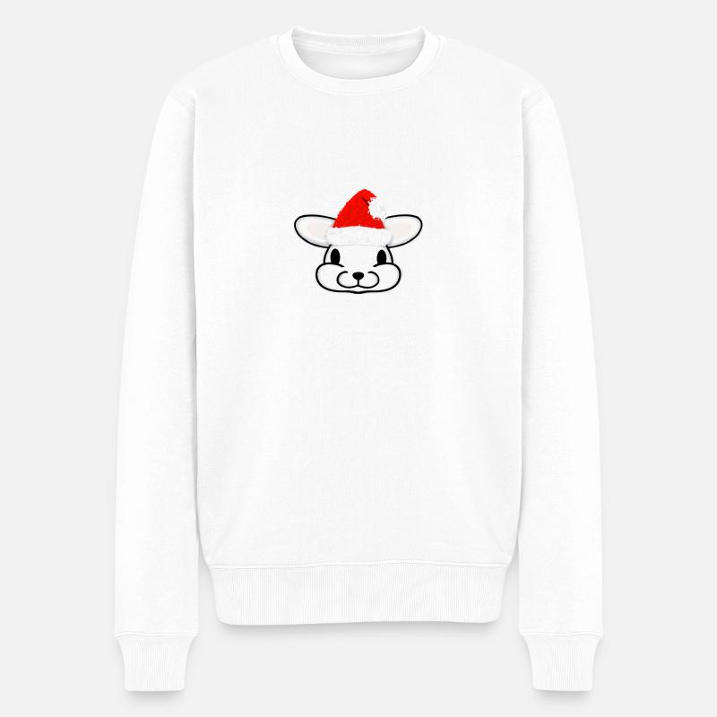 Weihnachtshase - Männer Premium Bio Pullover - Weiß