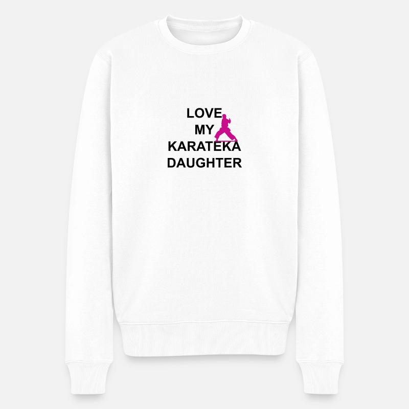 LOVE MY KARATEKA DAUGHTER (accent de couleur) - Pull Premium bio Homme - blanc