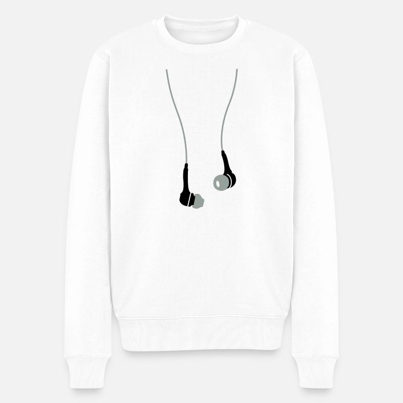earphones Kopfhörer - Männer Premium Bio Pullover - Weiß