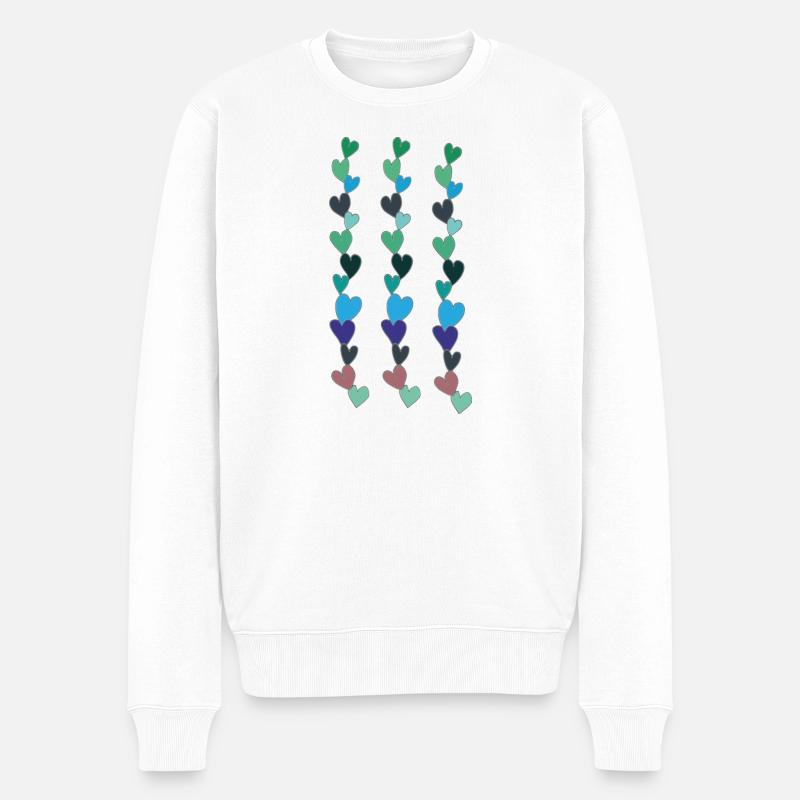 herzen kette blau - Männer Premium Bio Pullover - Weiß