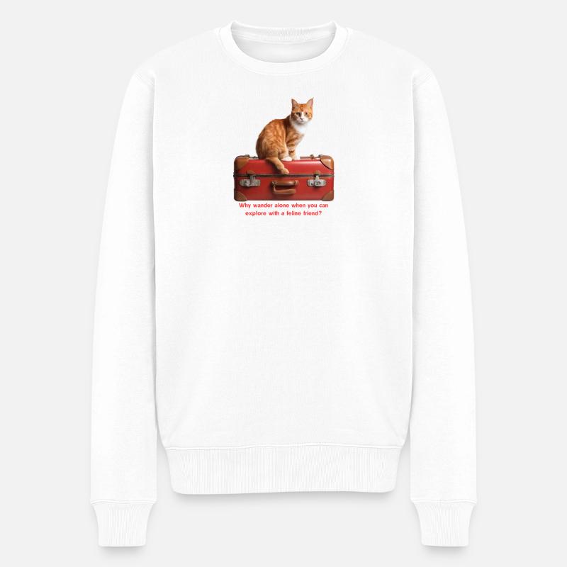 Reise Katze #1 - Männer Premium Bio Pullover - Weiß