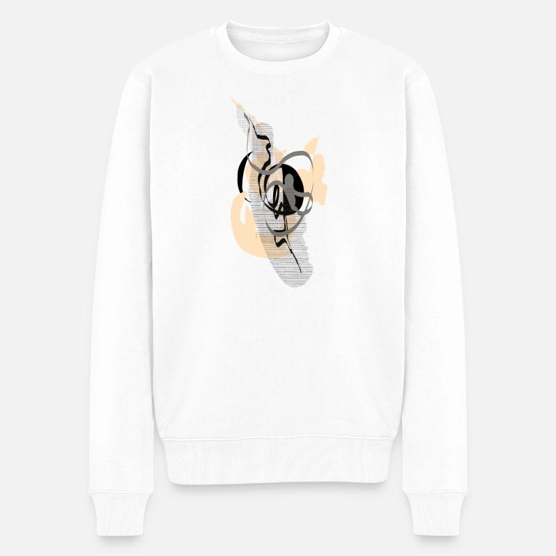 Rhythmische Abstraktion in Monochrom - Männer Premium Bio Pullover - Weiß