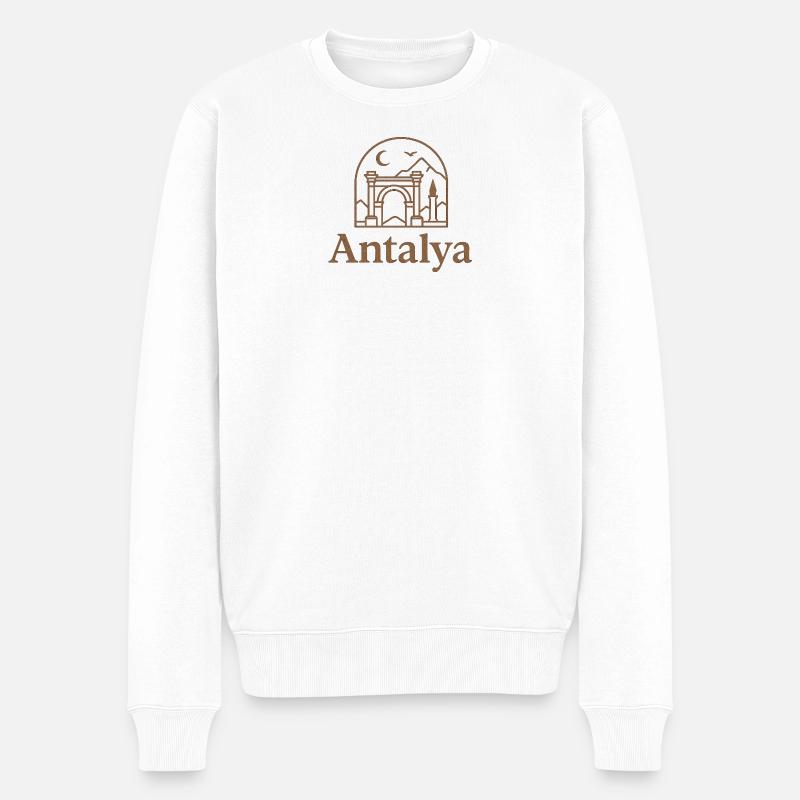 Antalya Torbogen Nachtbild - Männer Premium Bio Pullover - Weiß