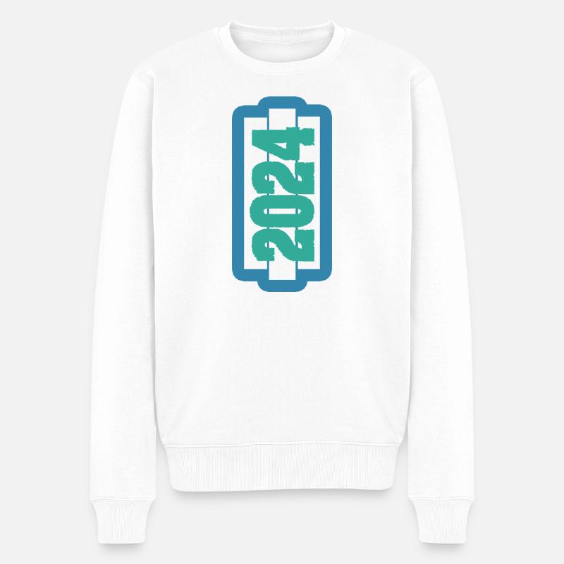 Jahr 2024 - Männer Premium Bio Pullover - Weiß