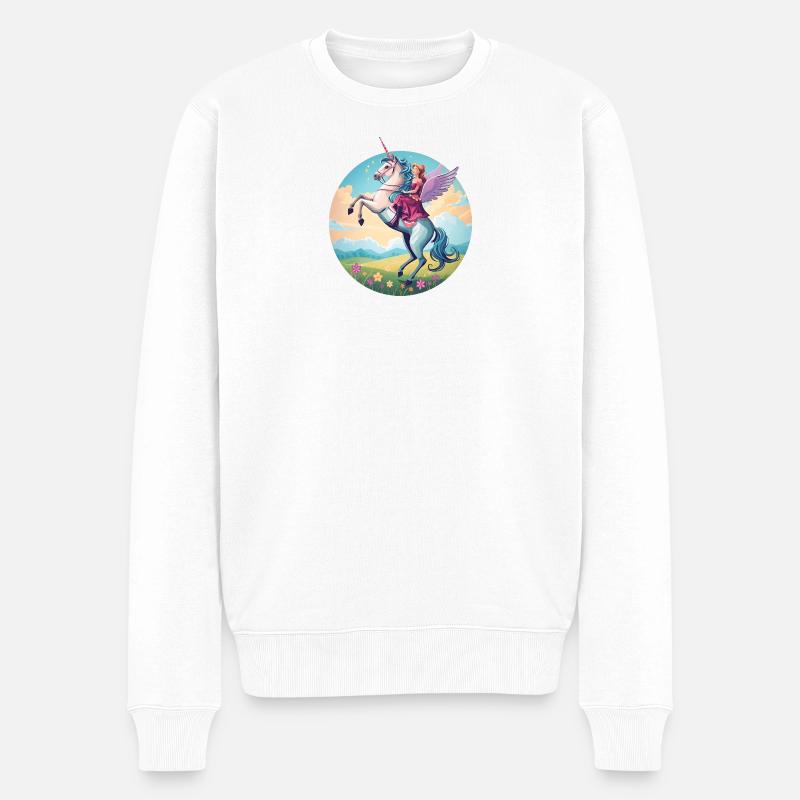 Illustration de cavalier de licorne magique - Pull Premium bio Homme - blanc