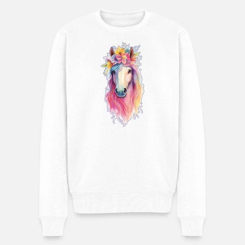 cheval coloré - Pull Premium bio Homme - blanc