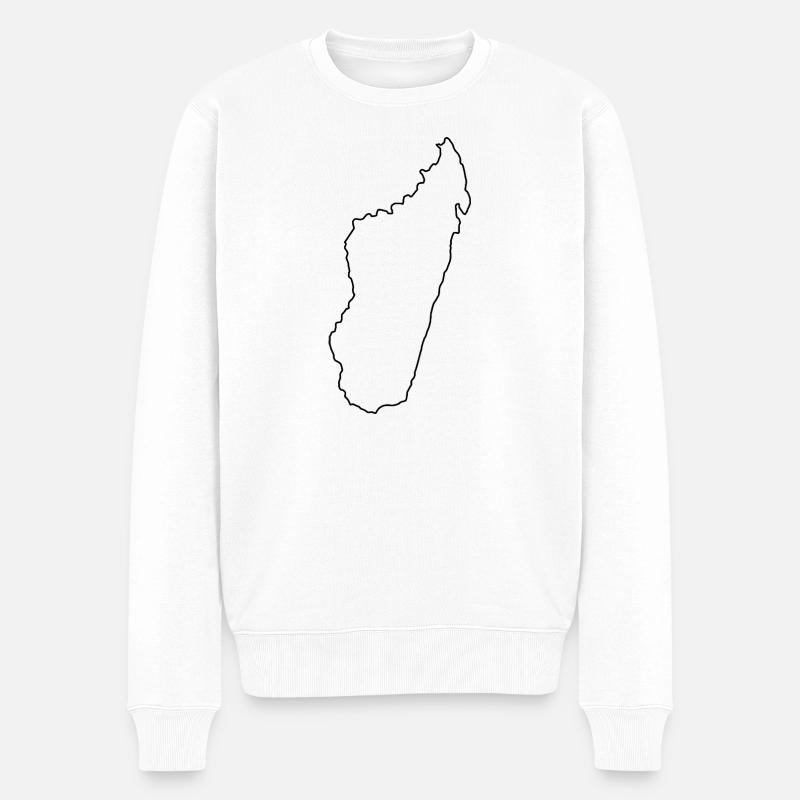 Madagaskar-Umrisskarte - Männer Premium Bio Pullover - Weiß