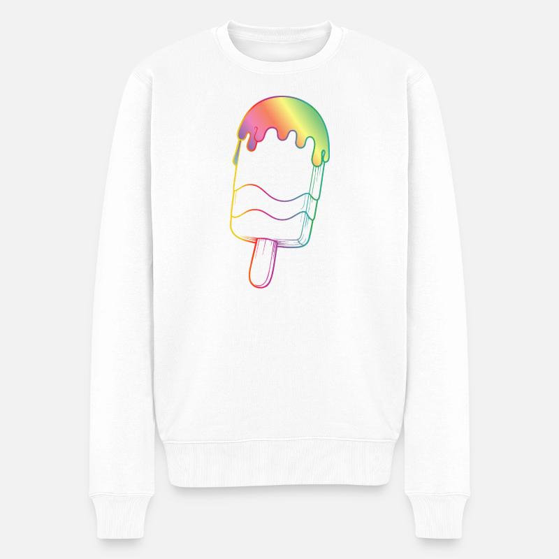 Contour de glace arc-en-ciel style néon - Pull Premium bio Homme - blanc