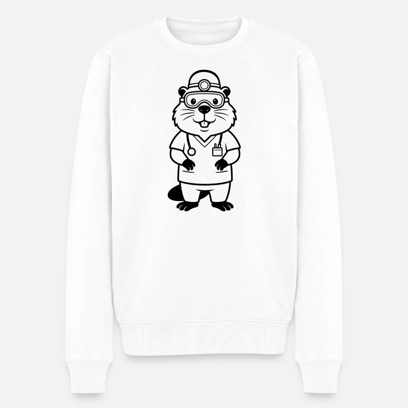 Biberarzt - Männer Premium Bio Pullover - Weiß