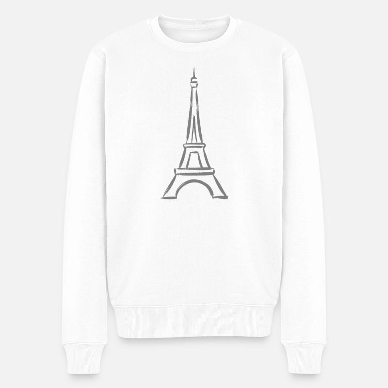 Minimalistische Eiffelturm-Skizze - Männer Premium Bio Pullover - Weiß
