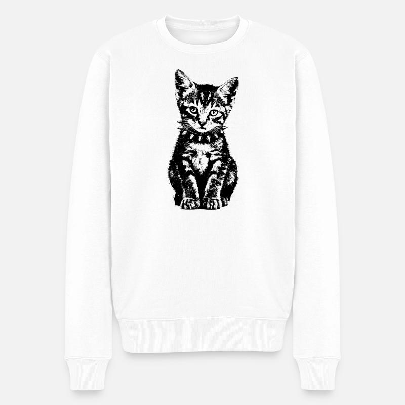 Punk Kätzchen - Männer Premium Bio Pullover - Weiß