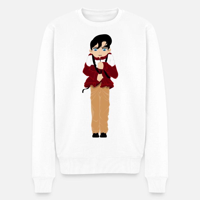 Anime-Figur mit rotem und beigem Fell - Männer Premium Bio Pullover - Weiß