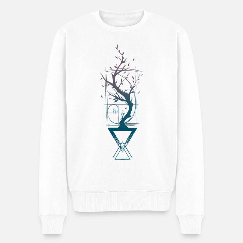 Geometrischer Baum - Männer Premium Bio Pullover - Weiß