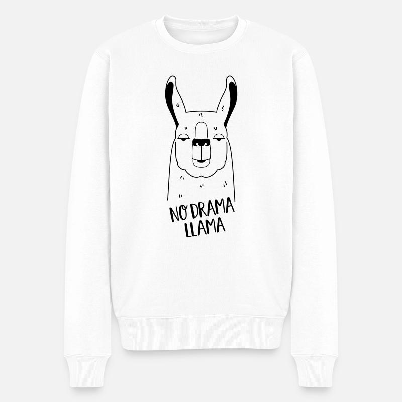 No Drama Llama - Männer Premium Bio Pullover - Weiß