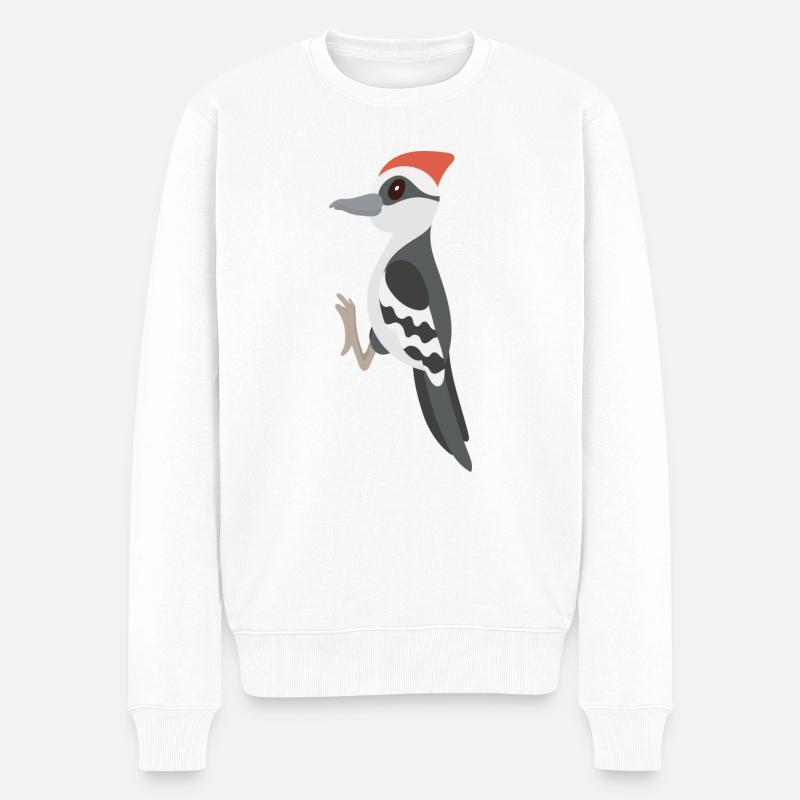 Specht - Männer Premium Bio Pullover - Weiß
