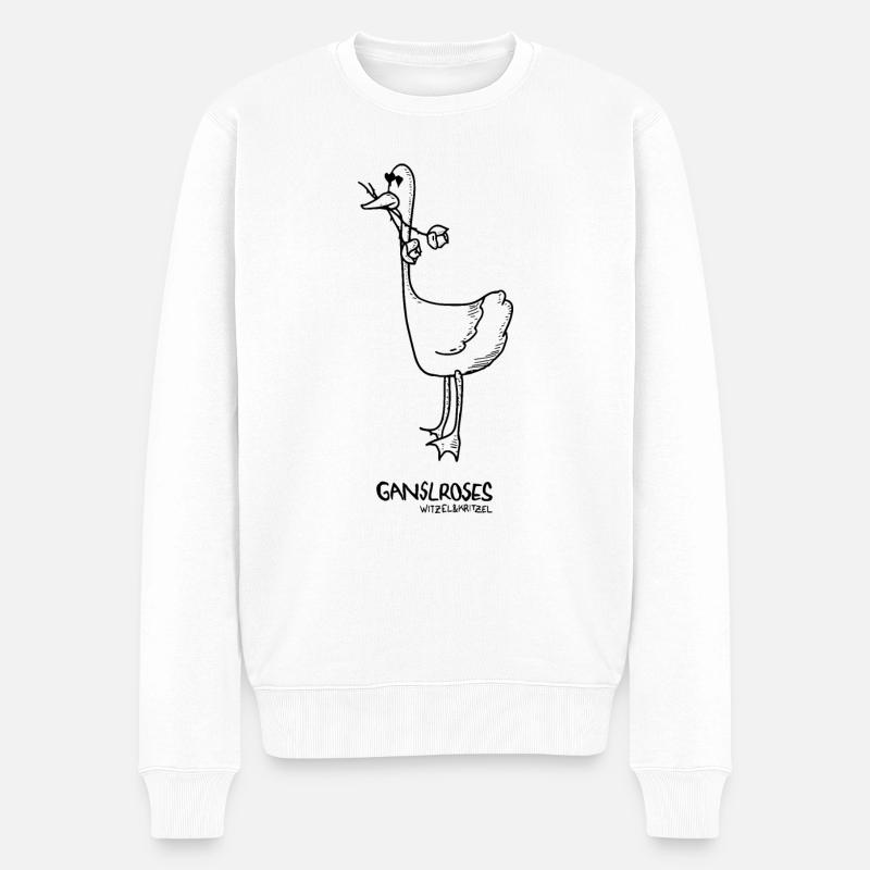 Gansl Roses - Männer Premium Bio Pullover - Weiß