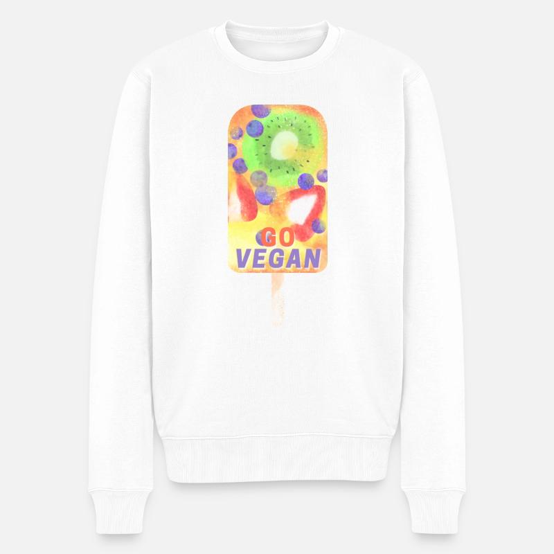 Go Vegan Eis - Männer Premium Bio Pullover - Weiß