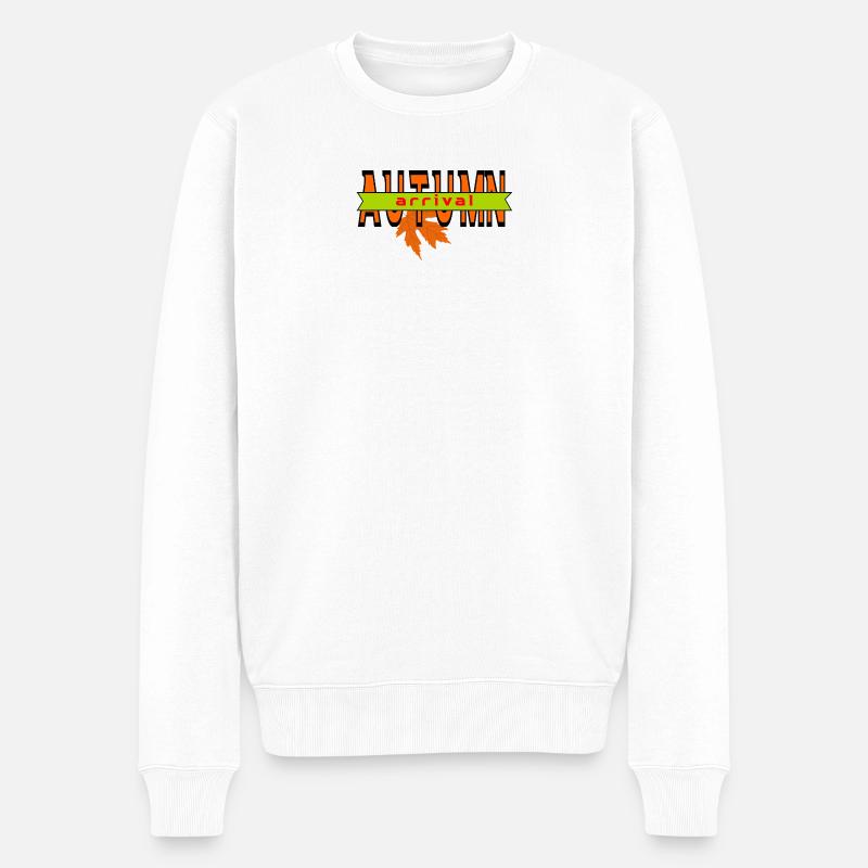 Automne Feuille Arrivée Design Graphique - Pull Premium bio Homme - blanc