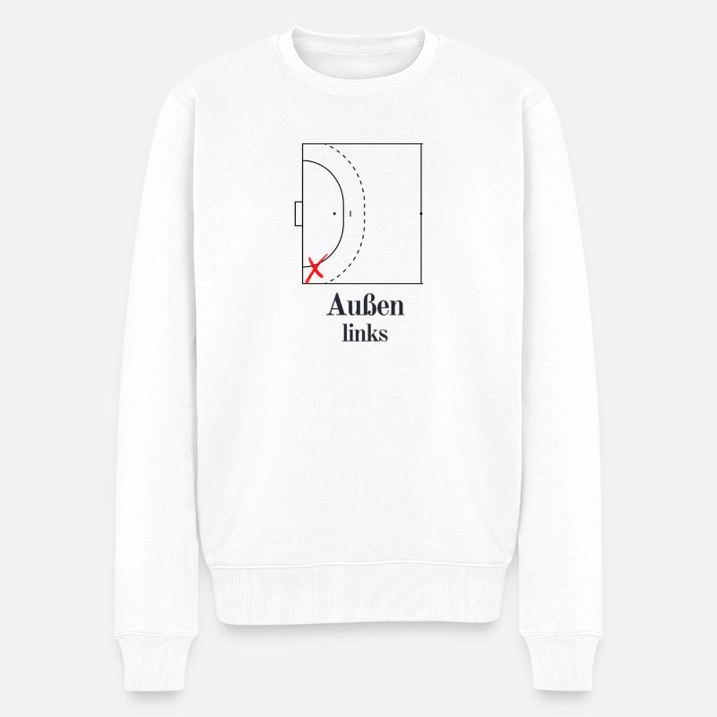 Handball - Außen - Männer Premium Bio Pullover - Weiß