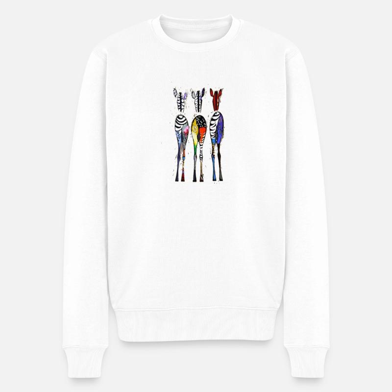 Lustige Zebras - Männer Premium Bio Pullover - Weiß