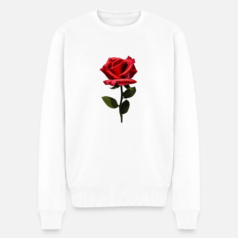 Rose - Männer Premium Bio Pullover - Weiß