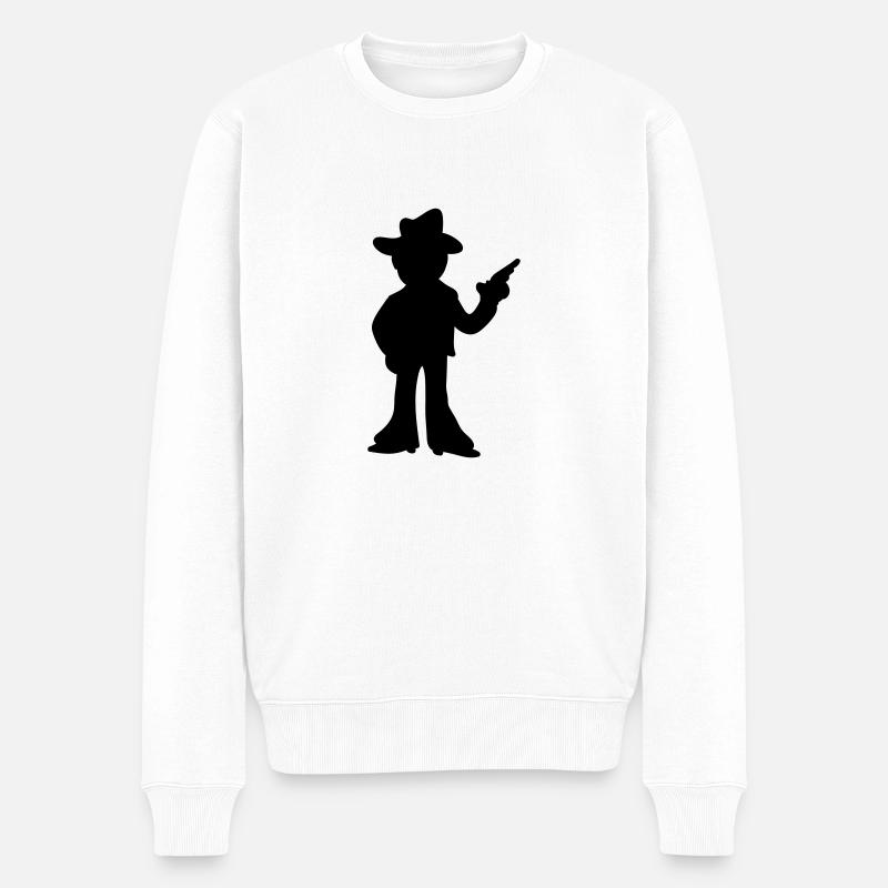 Cowboy - Sheriff - Shadow - Pull Premium bio Homme - blanc