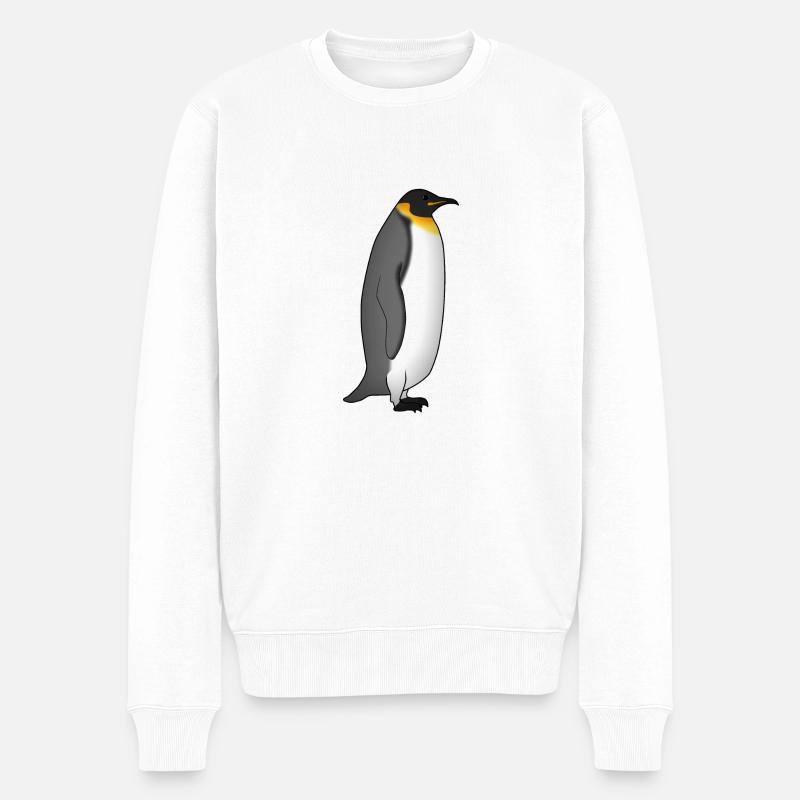 Kaiserpinguin steht - Männer Premium Bio Pullover - Weiß