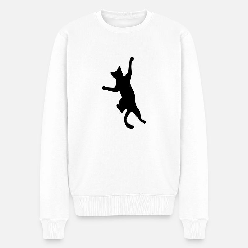 Cat Katze - Männer Premium Bio Pullover - Weiß