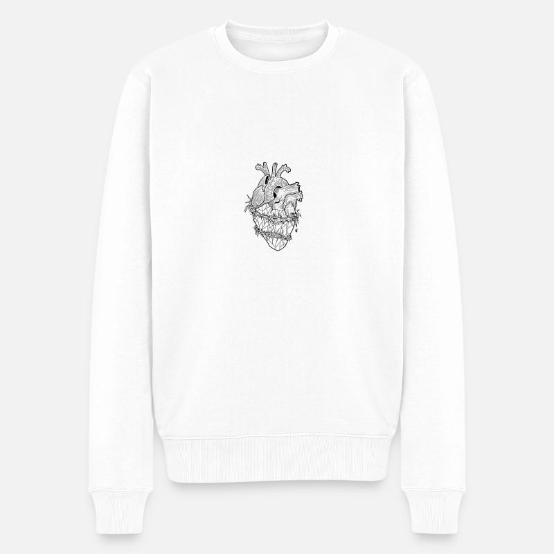 herzlos - Männer Premium Bio Pullover - Weiß