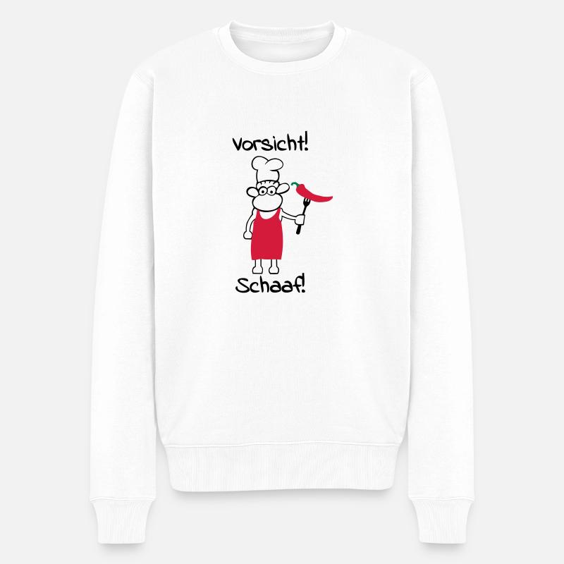 Vorsicht schaaf! - Männer Premium Bio Pullover - Weiß