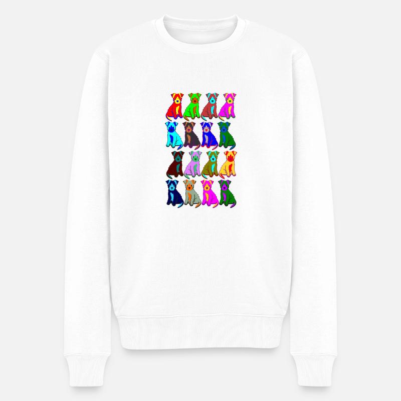 Bunte Welpen - Männer Premium Bio Pullover - Weiß